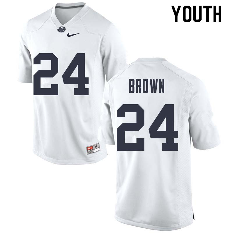 Youth #24 D.J. Brown Penn State Nittany Lions College Football Jerseys Sale-White - Click Image to Close